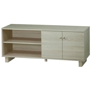 Alicia Compact Lowline 2 Doors Entertainment Unit TV Stand - White Oak