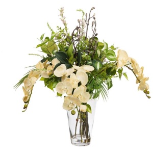 All Round Orchid Artificial Faux Plant Flower Decorative Arrangement 76cm