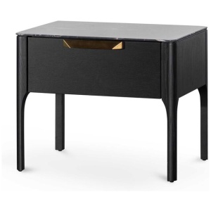 Allison Bedside Table - Black with Porcelain Marble Top by Interior Secrets - AfterPay Available