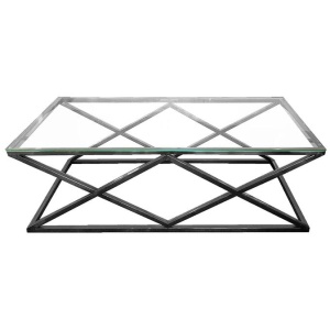 Alsea Coffee Table Black Base - Clear Glass