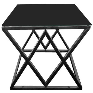 Alsea Side Table Black Base - Black Glass