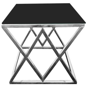 Alsea Side Table Silver Base - Black Glass