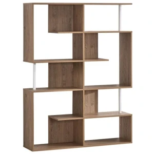 Amber Wooden 5-Tier Display Shelf Bookcase Storage Cabinet - Oak