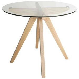 Amelia Collection Round Glass Dining Table - 90cm - Natural