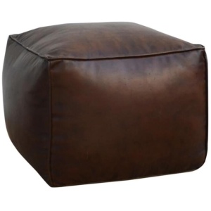 Amelia PU Leather Vintage Rustic Square Foot Stool Ottoman Brown
