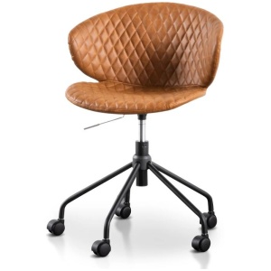Amos Office Chair - Vintage Tan with Black Base by Interior Secrets - AfterPay Available