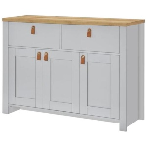 Anera Wooden Storage Cabinet Sideboard Buffet Unit - Oak & Light Grey