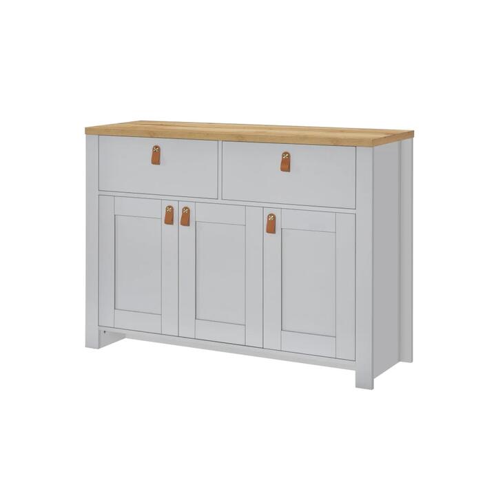 Anera Wooden Storage Cabinet Sideboard Buffet Unit - Oak & Light Grey