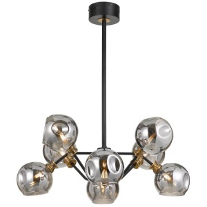 Annabel Contemporary Pendant Hanging Lamp Light Metal Glass Black Antique Brass Smoke