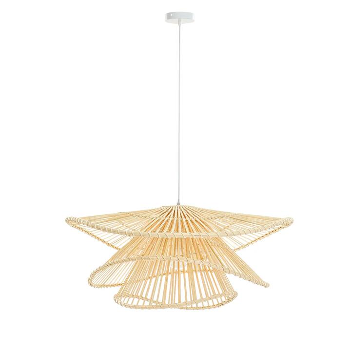 Annette Classic Country Style Rattan Hanging Pendant Light Lamp Natural