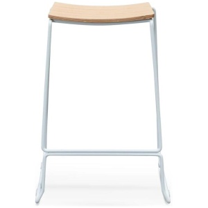 Apollo Bar Stool With Natural Timber Seat - White Frame by Interior Secrets - AfterPay Available