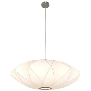 Aragon Modern Pendant Hanging Lamp Light Metal Fabric White Nickel