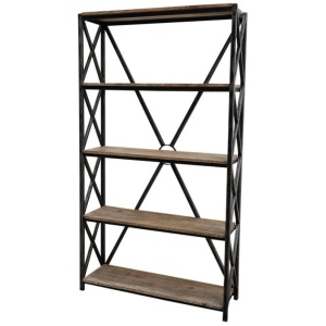Ares 4-Tier Rustic Industrial Braced Bookcase Display Bookshelf Cabinet