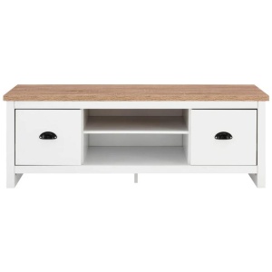 Ari Modern 2-Drawer Small TV Stand Entertainment Unit - Oak & White