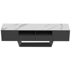 Arianna Modern Lowline Entertainment Unit TV Stand 200cm Ceramic - Marmo / Black