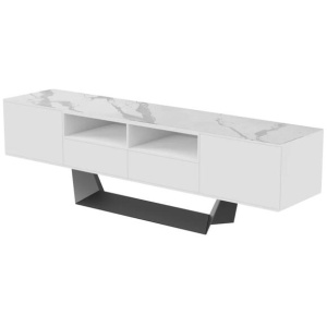 Arianna Modern Lowline Entertainment Unit TV Stand 200cm Ceramic - Marmo / White