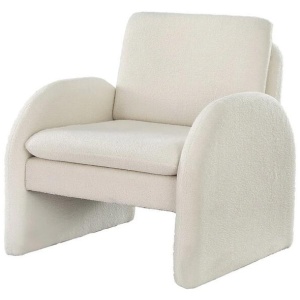 Armchair Accent Chair Lounge Tub Sofa Couch Curved Arm Seat Boucle White