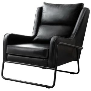 Armchair Accent Chair PU Leather Wingback Black