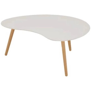 Art Curved Modern Scandinavian Wooden Coffee Table - White