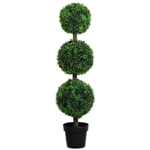 Artificial Triple Ball Boxwood Trees | 112cm UV-Resistant Faux Plants for Indoor and Outdoor Decor