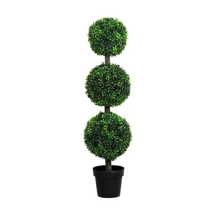 Artificial Triple Ball Boxwood Trees | 112cm UV-Resistant Faux Plants for Indoor and Outdoor Decor