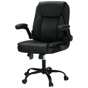 Artiss 2 Point Massage Office Chair Leather Mid Back Black