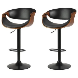 Artiss 2X Bar Stools Swivel Chair Kitchen Gas Lift Wooden Bar Stool Leather