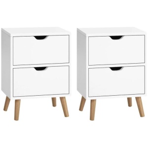Artiss 2X Bedside Table 2 Drawers - BODEN White
