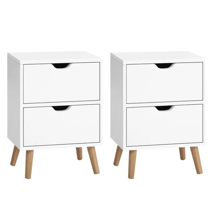 Artiss 2X Bedside Table 2 Drawers - BODEN White