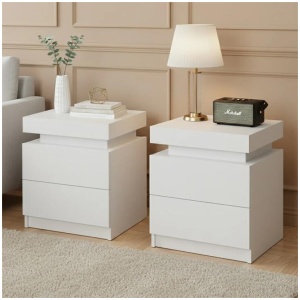 Artiss 2X Bedside Table 2 Drawers Lift-up Storage White