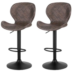Artiss 2x Bar Stools Kitchen Swivel Gas Lift Counter Chair Wing PE Rattan Brown