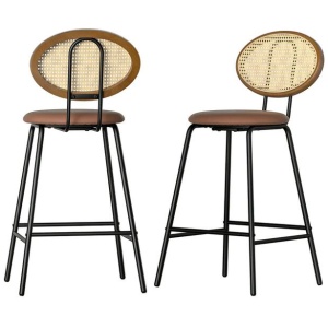 Artiss 2x Bar Stools PU Leather Stools Brown