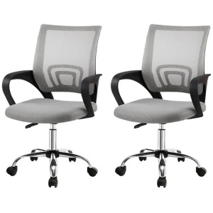 Artiss 2x Mesh Office Chair Mid Back Grey