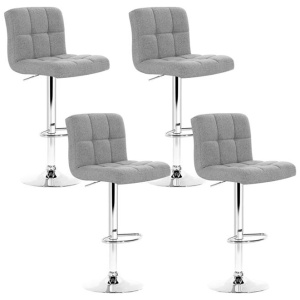 Artiss 4x Bar Stools Fabric Gas Lift Grey