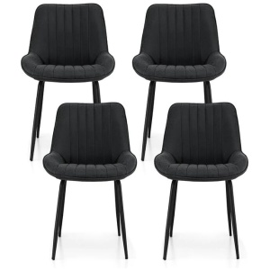 Artiss 4x Dining Chairs Retro PU Leather Kitchen Lounge Cafe Accent Chair Black