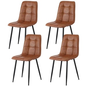 Artiss 4x Dining Chairs Retro PU Leather Kitchen Lounge Cafe Accent Chair Brown
