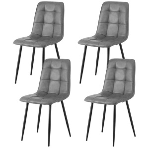 Artiss 4x Dining Chairs Retro PU Leather Kitchen Lounge Cafe Accent Chair Grey