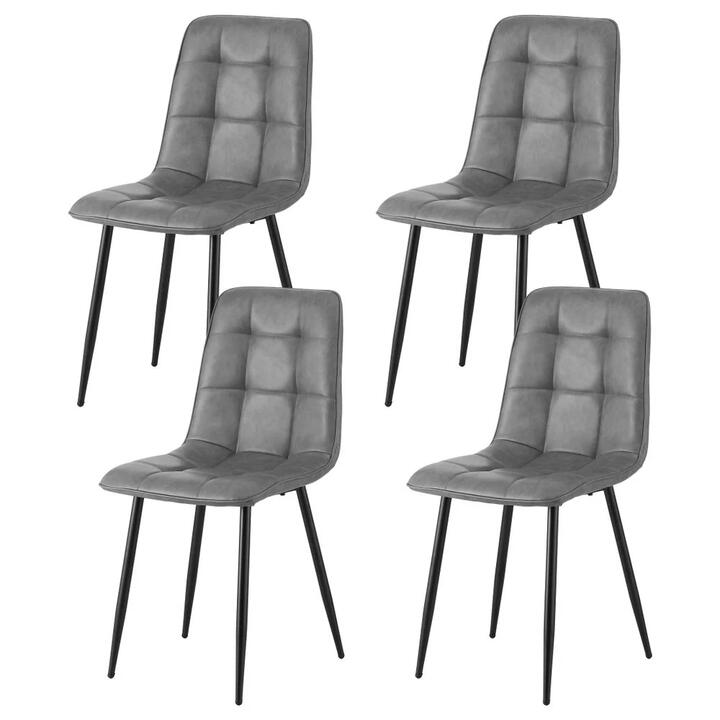 Artiss 4x Dining Chairs Retro PU Leather Kitchen Lounge Cafe Accent Chair Grey