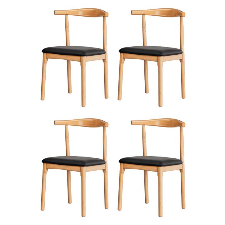 Artiss 4x Dining Chairs Rubber Wood Leather Seat Black