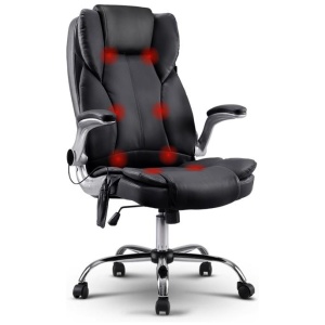 Artiss 8 Point Massage Office Chair PU Leather Black