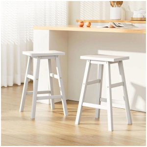 Artiss Bar Stools Kitchen Counter Stools Wooden Chairs White x2