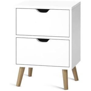 Artiss Bedside Table 2 Drawers - BODEN White