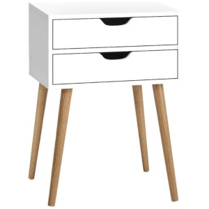 Artiss Bedside Table 2 Drawers - BODIE White