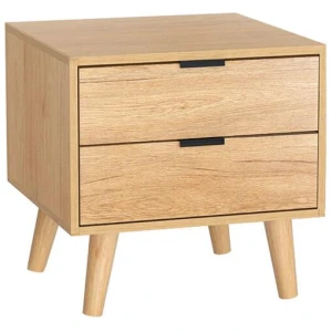 Artiss Bedside Table 2 Drawers - Pine