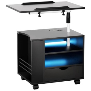 Artiss Bedside Table Charging USB Ports LED - TALA Black