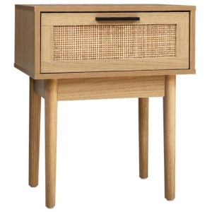 Artiss Bedside Tables Table 1 Drawer Storage Cabinet Rattan Wood Nightstand