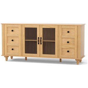 Artiss Buffet Sideboard Storage Cabinet Kitchen Cupboard Faux Drawer 150CM Pine
