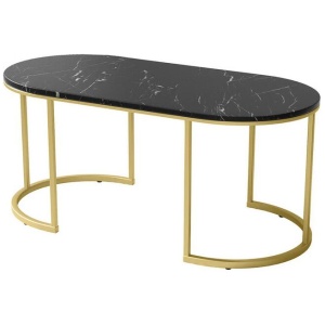 Artiss Coffee Table Marble Effect Black