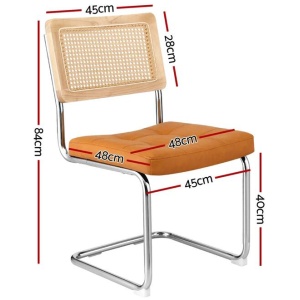 Artiss Dining Chairs Set of 2 PU Leather Rattan Cantilever Brown