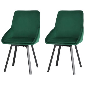 Artiss Dining Chairs Set of 2 Velvet Swivel Base Green